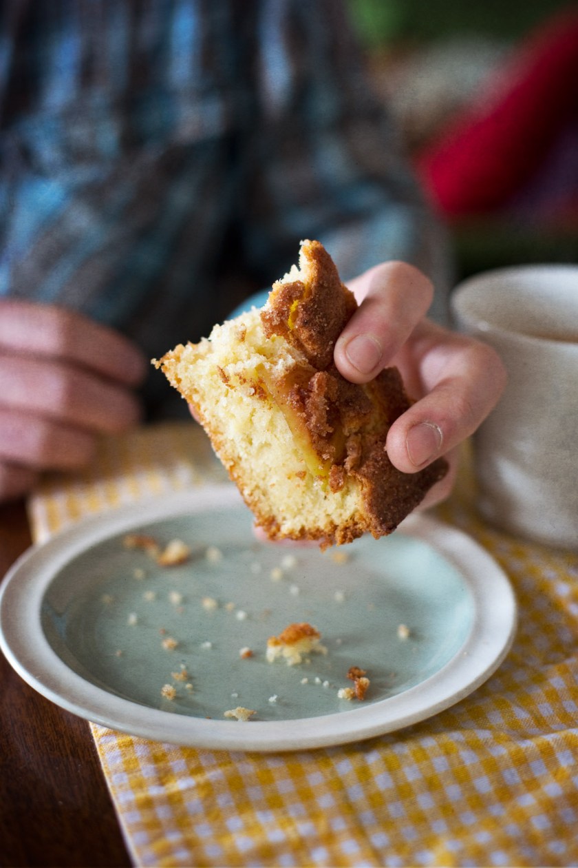 man eating cake