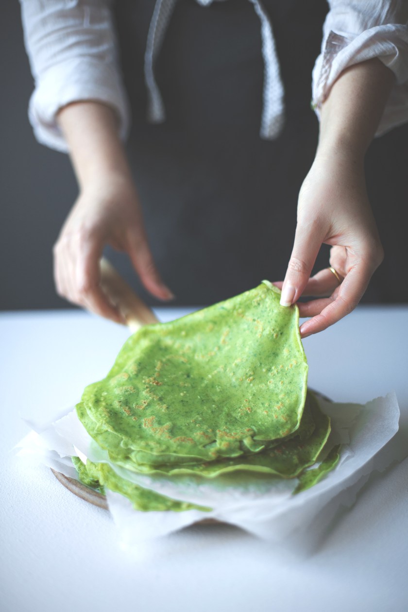 green spinach pancake crepe anna pettigrew